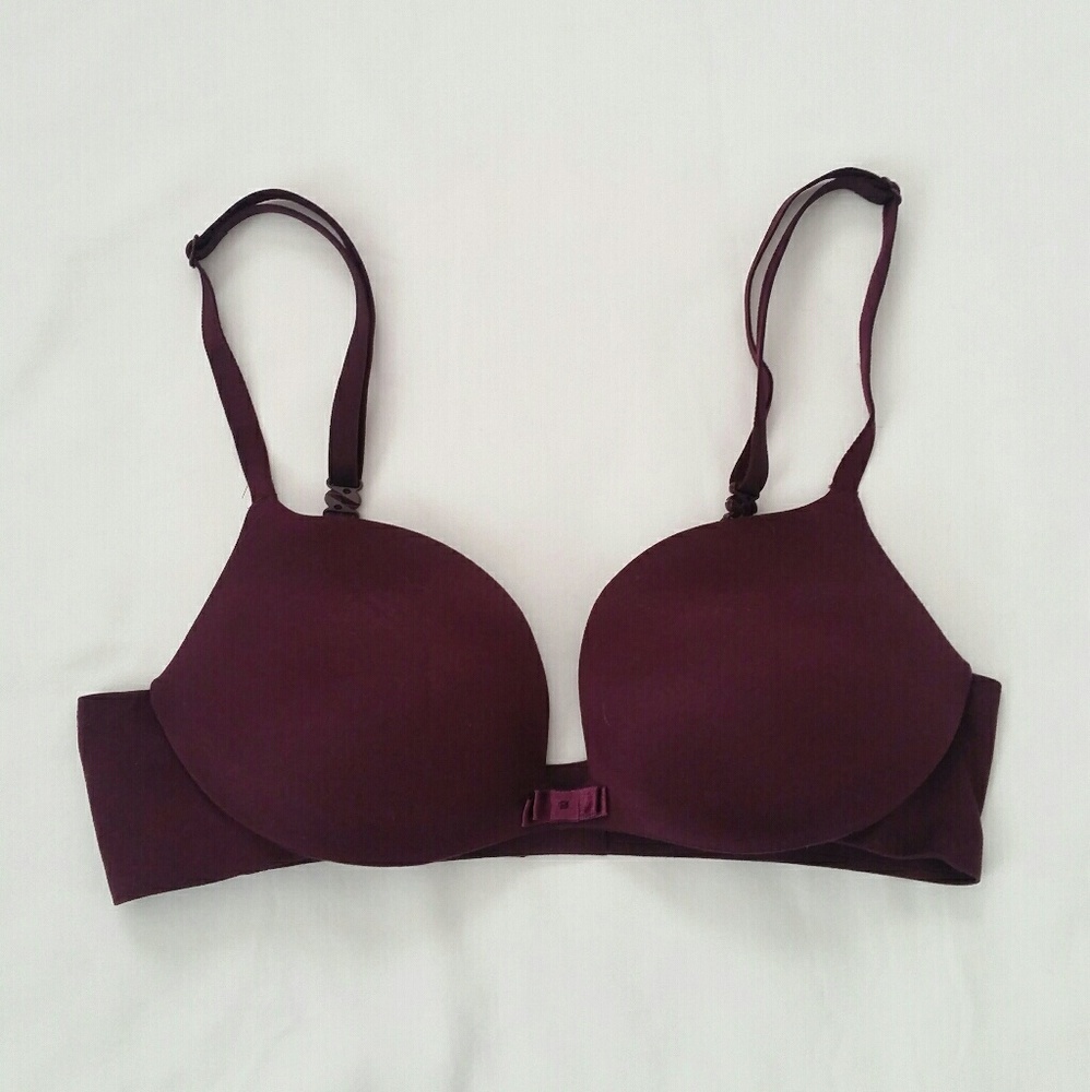VS Burgundy Seamless Padded Demi Bra, 32B
